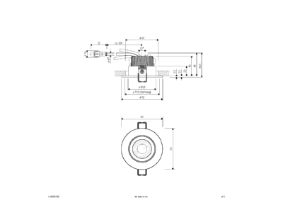 Ma�zeichnung EVN PC650061402 LED Einbauleuchte IP65 350mA 3000K alu pol