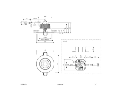Ma�zeichnung EVN PC650N601D2W LED Einbauleuchte IP65 D2W ws