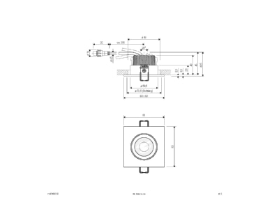 Ma�zeichnung EVN PC654060102 LED Einbauleuchte IP65 350mA 3000K ws