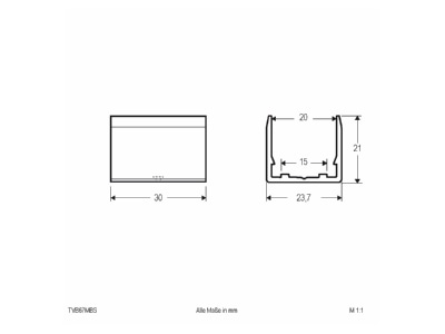 Dimensional drawing EVN TVB67MBS Accessory for light rope