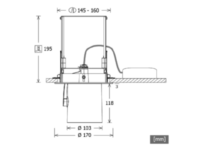 Dimensional drawing LTS JETT R 104 930 MF ws Downlight spot floodlight