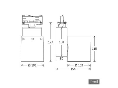 Dimensional drawing LTS JETTT103 940WFD STsi Downlight spot floodlight