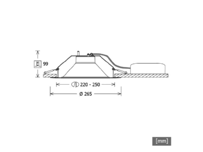 Dimensional drawing LTS LFLEXL263 830 DALIws Downlight spot floodlight