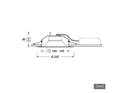Dimensional drawing LTS LFLEXS201 840 DALIws Downlight spot floodlight