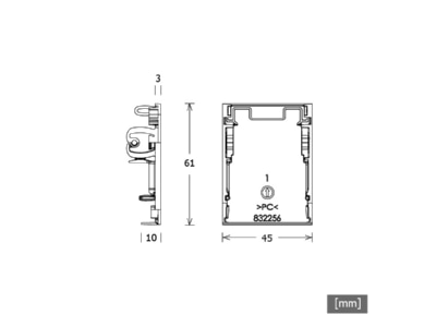 Dimensional drawing LTS LK Z 045 1 weiss End cap for luminaires  quantity  2 