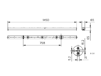 Dimensional drawing 1 Philips Licht BN126C LED  76838399 Batten luminaire LED not exchangeable
