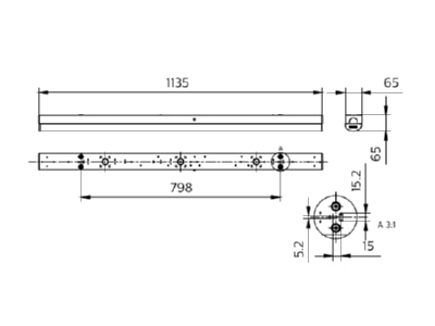 Dimensional drawing 2 Philips Licht BN126C LED  76840699 Batten luminaire LED not exchangeable