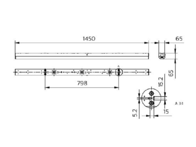 Dimensional drawing 2 Philips Licht BN126C LED  76841399 Batten luminaire LED not exchangeable