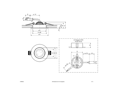 Dimensional drawing EVN E44060902 Swiveling LED ceiling light 