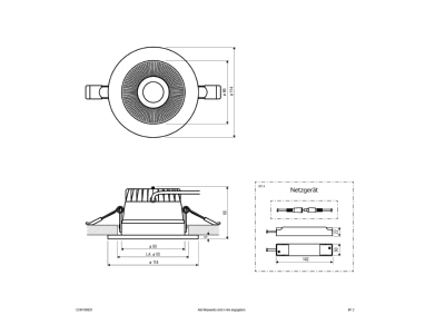 Dimensional drawing EVN ED54100925 Downlight spot floodlight