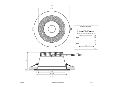 Dimensional drawing EVN ED54200925 Downlight spot floodlight