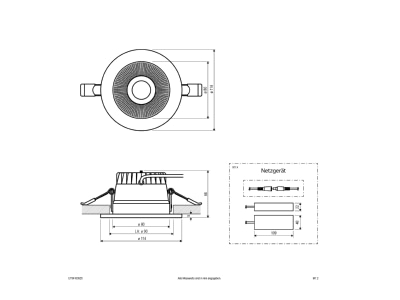 Dimensional drawing EVN ET54100925 Downlight spot floodlight
