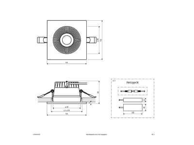 Dimensional drawing EVN ET54104125 Downlight spot floodlight