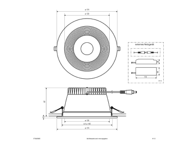 Dimensional drawing EVN ET54200925 Downlight spot floodlight