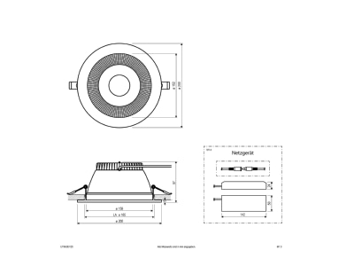 Dimensional drawing EVN ET54280125 Downlight spot floodlight