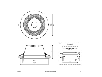 Dimensional drawing EVN ET54350925 Downlight spot floodlight