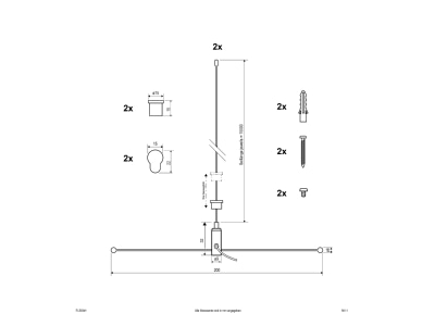 Dimensional drawing EVN FLSSAH Suspension cable for luminaires