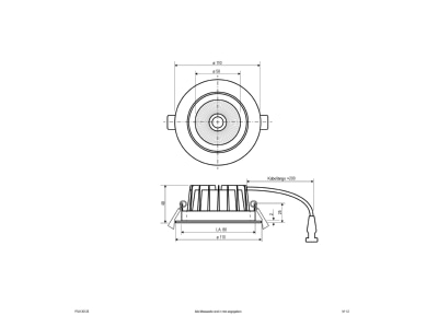 Dimensional drawing EVN P54130125 Swiveling LED ceiling light 