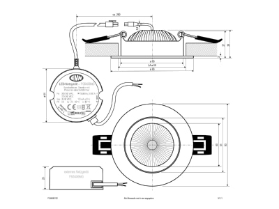 Dimensional drawing EVN PS54060102 Downlight spot floodlight