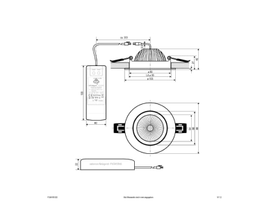 Dimensional drawing EVN PS54101302 Downlight spot floodlight