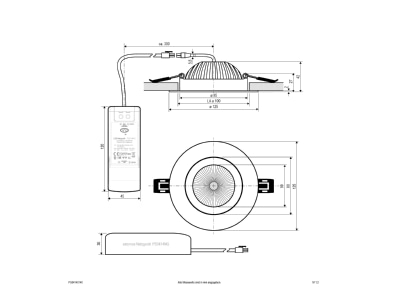 Dimensional drawing EVN PS54140140 Downlight spot floodlight
