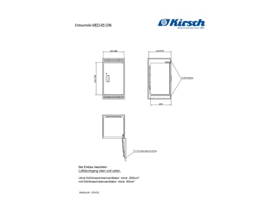 Dimensional drawing Kirsch MED 85 DIN 13277 Refrigerator