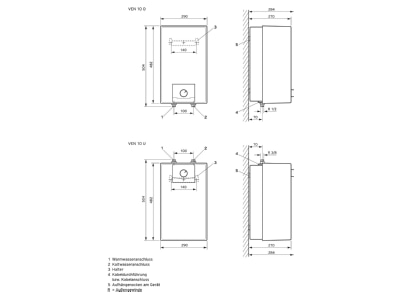 Mazeichnung Vaillant VEN 10 U U 10L ws Warmwasserspeicher offenes System