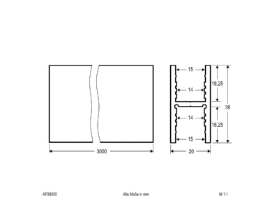 Dimensional drawing EVN APH39300 Cable duct for luminaires