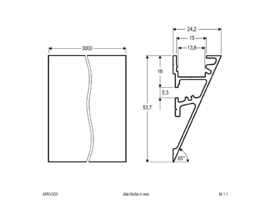 Dimensional drawing EVN APKV300 Cable duct for luminaires