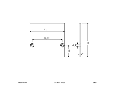 Dimensional drawing EVN APRU44EAP End cap for luminaires