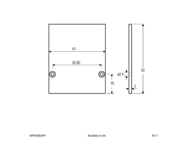 Dimensional drawing EVN APRU44EAPH End cap for luminaires