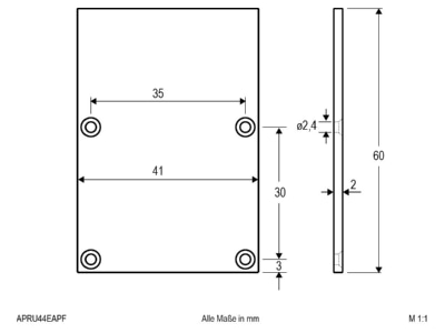 Dimensional drawing EVN APRU46EAP End cap for luminaires