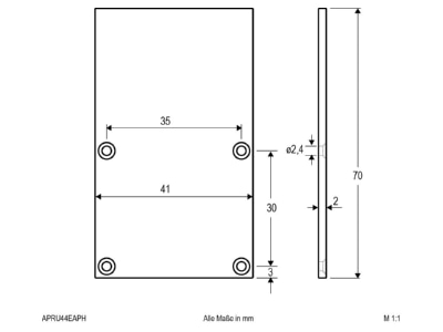 Dimensional drawing EVN APRU46EAPH End cap for luminaires