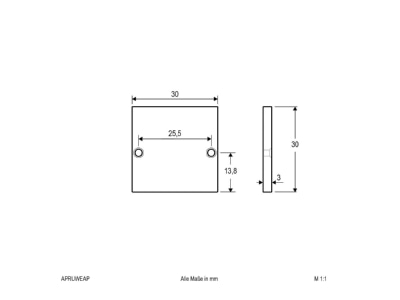 Dimensional drawing EVN APRUWEAP End cap for luminaires