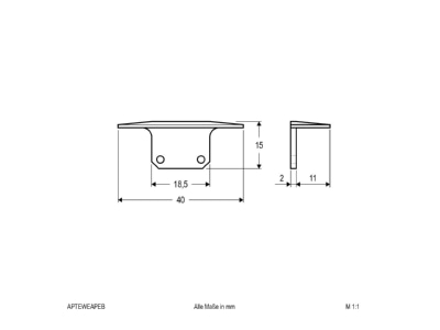 Dimensional drawing EVN APTEWEAPEB End cap for luminaires