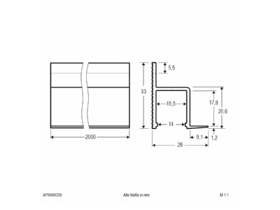 Dimensional drawing EVN APWAW200 Accessory for luminaires