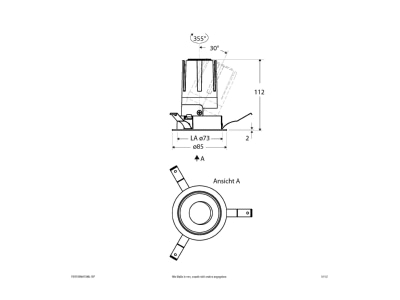 Dimensional drawing EVN F01R09AM1340L15P Downlight spot floodlight