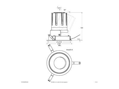 Dimensional drawing EVN F01R09AM3830L24D Downlight spot floodlight