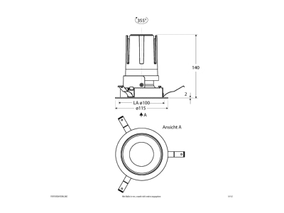 Dimensional drawing EVN F01R09SM1830L24D Downlight spot floodlight
