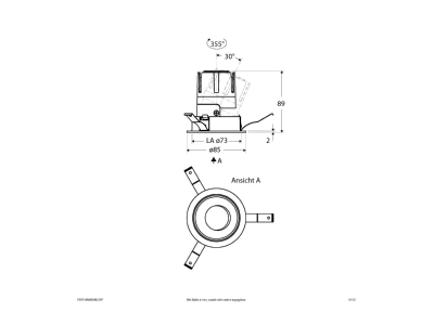 Dimensional drawing EVN F01R14AM0640L55P Downlight spot floodlight