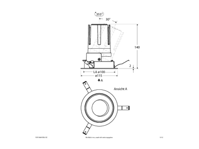 Dimensional drawing EVN F01R14AM1830L15D Downlight spot floodlight