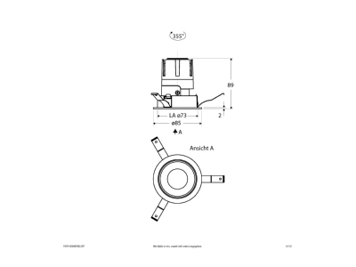 Dimensional drawing EVN F01R14SM0630L55P Downlight spot floodlight