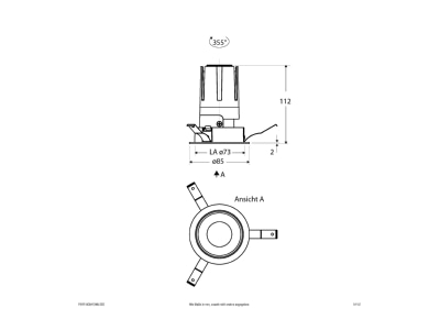 Dimensional drawing EVN F01R14SM1340L55D Downlight spot floodlight