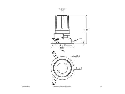 Dimensional drawing EVN F01R14SM1840L24P Downlight spot floodlight