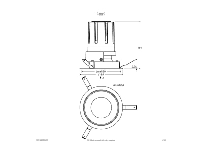 Dimensional drawing EVN F01R14SM3830L55P Downlight spot floodlight