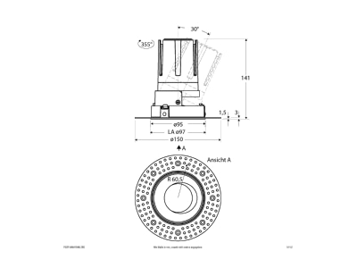 Dimensional drawing EVN F02R14AM1840L38D Downlight spot floodlight