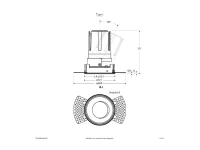 Dimensional drawing EVN F02R14AM2540L38P Downlight spot floodlight