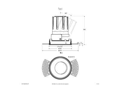 Dimensional drawing EVN F02R14AM3830L38P Downlight spot floodlight