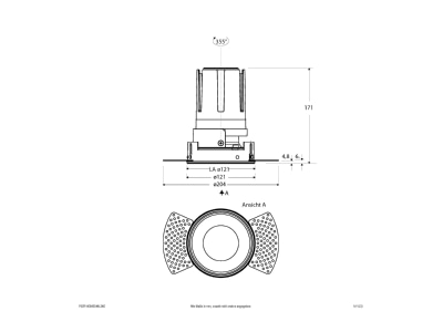 Dimensional drawing EVN F02R14SM2540L24D Downlight spot floodlight