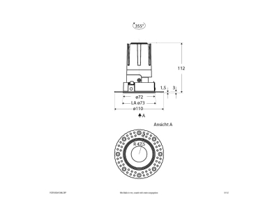 Dimensional drawing EVN F03R09SM1340L38P Downlight spot floodlight